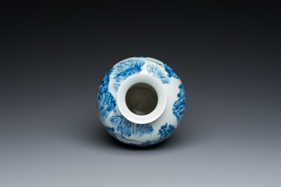 A Chinese blue and white 'mountainous landscape' vase, Kangxi mark, Republic