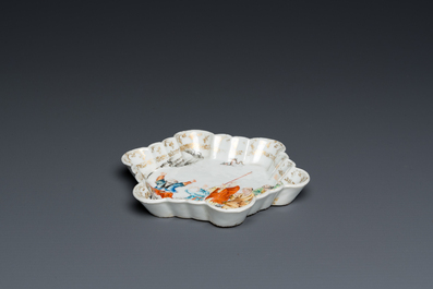 A Chinese famille rose 'five Luohan' teapot stand, Qianlong