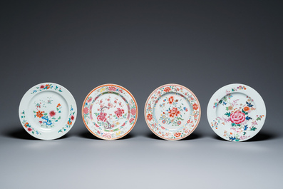 Zestien Chinese famille rose borden, Yongzheng en later