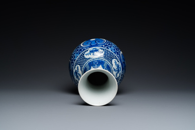 A Chinese blue and white bottle vase, 19th C.