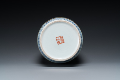 A Chinese famille rose 'musicians' vase, Hongxian mark, Republic