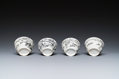 A Chinese grisaille 11-piece tea service with a European lady with a child, Qianlong