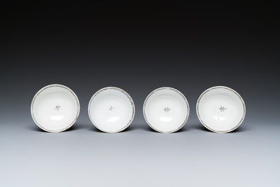 A Chinese grisaille 11-piece tea service with a European lady with a child, Qianlong