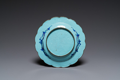 A Chinese Canton enamel 'scholars' dish, Qianlong/Jiaqing