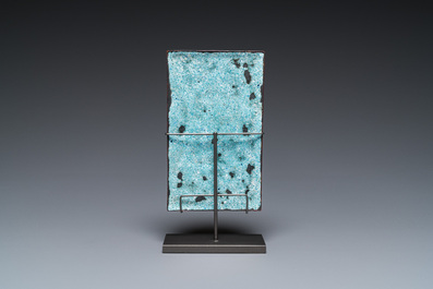 A rectangular Chinese Canton enamel plaque with a European couple, Yongzheng