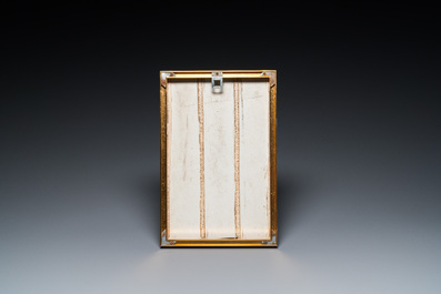 A Chinese qianjiang cai 'mountainous landscape' plaque, 19th C.