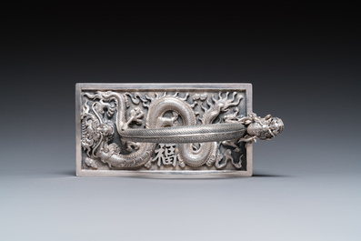 A Chinese or Vietnamese silver blotter, 19th C.