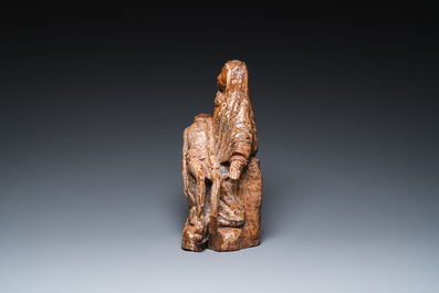 Vierge de Piti&eacute; en bois d'olive sculpt&eacute; et polychrom&eacute;, Portugal, 16&egrave;me