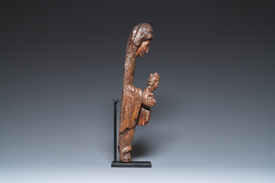 Sedes Sapientiae en ch&acirc;taignier sculpt&eacute; et polychrom&eacute;, Espagne, Catalogne, 14&egrave;me