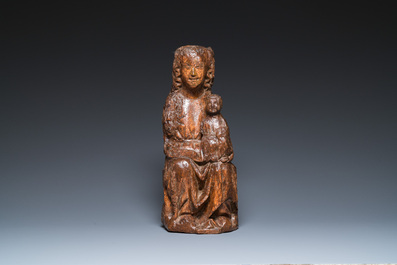 Sedes Sapientiae en ch&ecirc;ne sculpt&eacute;, France, 13/14&egrave;me