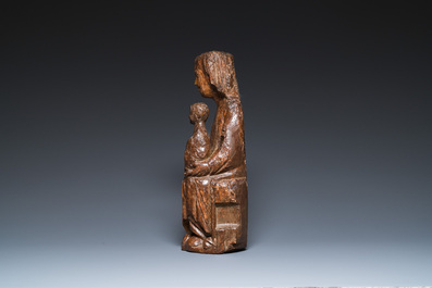 Sedes Sapientiae en ch&ecirc;ne sculpt&eacute;, France, 13/14&egrave;me