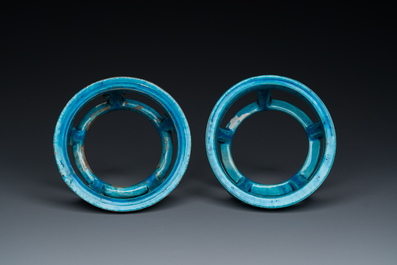 Two Chinese turquoise-glazed ornaments or stands, Kangxi
