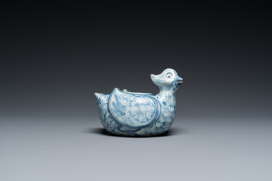 Compte-gouttes en forme de canards jumeaux en porcelaine de Chine en bleu et blanc, Ming