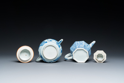 Two Chinese blue and white teapots and covers, Kangxi