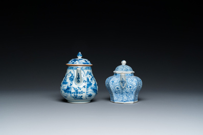 Two Chinese blue and white teapots and covers, Kangxi