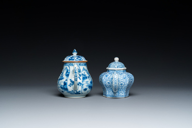 Two Chinese blue and white teapots and covers, Kangxi