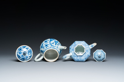 Two Chinese blue and white teapots and covers, Kangxi