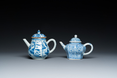 Two Chinese blue and white teapots and covers, Kangxi