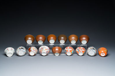 Een diverse collectie Chinese borden, koppen en schotels, Kangxi en later