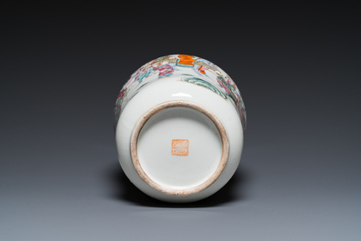 A Chinese famille rose 'narrative subject' vase, Tongzhi mark, 19/20th C.