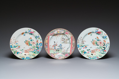 Drie Chinese famille rose borden, Yongzheng/Qianlong