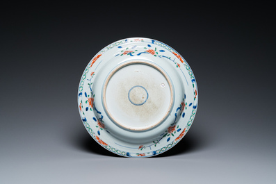 A Chinese famille verte 'mandarin ducks in a lotus pond' dish, Kangxi