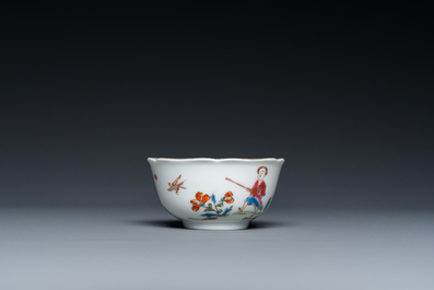 A Chinese famille rose 'elephant rider' cup and saucer, Yongzheng
