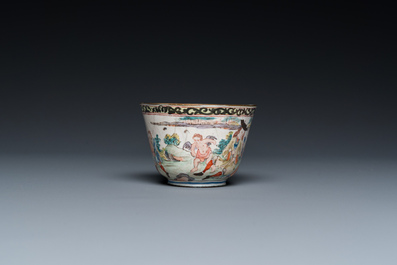 A Chinese Canton enamel 'foreigners' wine cup, Yongzheng
