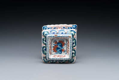 A polychrome Dutch Delft cashmere palette salt, 1st quarter 18th C.