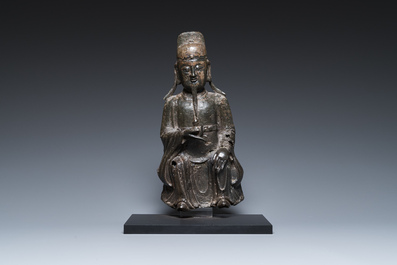 Sculpture de Wenchang Wang en bronze, Chine, Ming