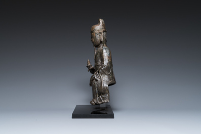 Sculpture de Wenchang Wang en bronze, Chine, Ming