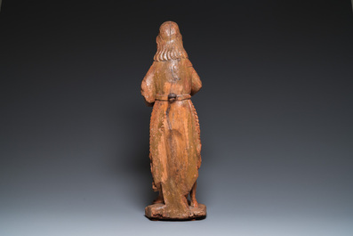 Grand Saint Jean &agrave; l'agneau en ch&ecirc;ne sculpt&eacute;, 16&egrave;me