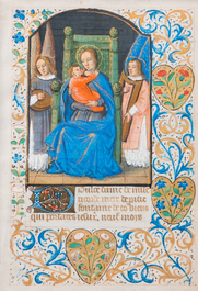Two pages from an illuminated manuscript, possibly a Book of Hours, probably Flemish, 16th C.