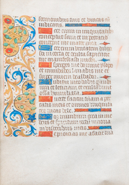 Two pages from an illuminated manuscript, possibly a Book of Hours, probably Flemish, 16th C.