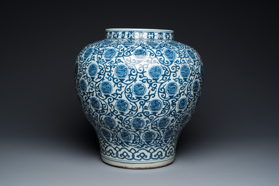 A large Chinese blue and white 'Shou' jar, Wanli mark but probably Republic