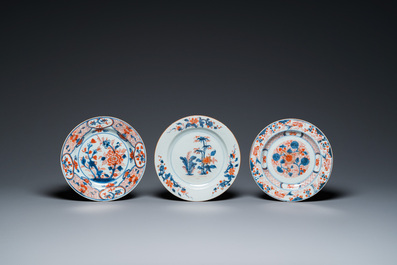 Tien Chinese blauw-witte, famille rose en verte borden, Kangxi en later