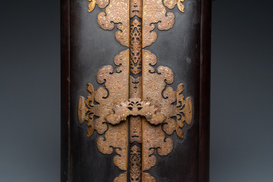 Ecrin zushi figurant Fudō Myōō en bois laqu&eacute;, dor&eacute; et polychrom&eacute;, Japon, Edo, 18/19&egrave;me