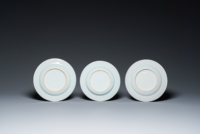 Tien Chinese blauw-witte, famille rose en verte borden, Kangxi en later