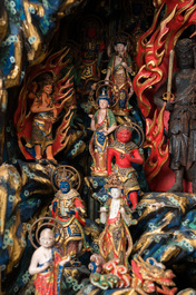 Ecrin zushi figurant Fudō Myōō en bois laqu&eacute;, dor&eacute; et polychrom&eacute;, Japon, Edo, 18/19&egrave;me