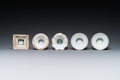 Five Chinese blue and white salts, Kangxi