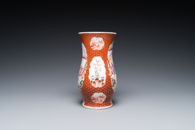 Two Chinese Canton famille rose bowls, a vase and a gilt-lacquered box, Qianlong and later