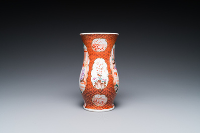 Two Chinese Canton famille rose bowls, a vase and a gilt-lacquered box, Qianlong and later