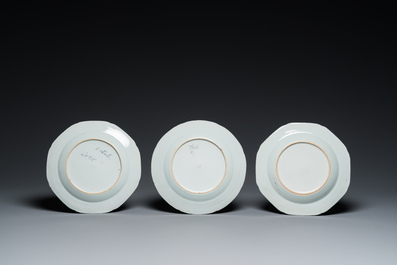 Negen Chinese blauw-witte schotels, Qianlong