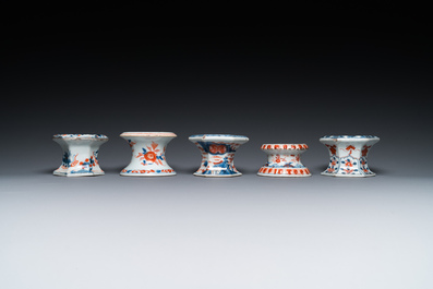 Five Chinese Imari-style salts, Kangxi/Qianlong