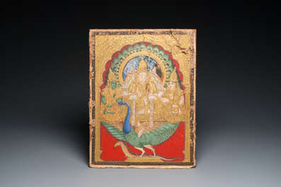 Indische school, Thanjavur regio: 'De god Murugan met zijn pauw', 19e eeuw