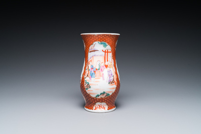 Two Chinese Canton famille rose bowls, a vase and a gilt-lacquered box, Qianlong and later