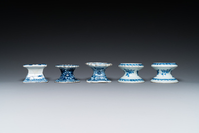Five Chinese blue and white salts, Kangxi