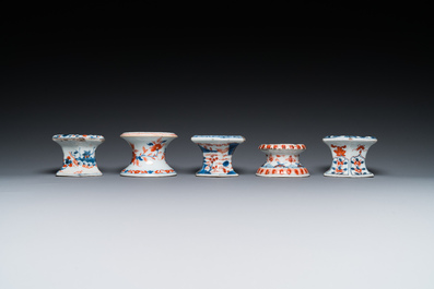 Five Chinese Imari-style salts, Kangxi/Qianlong