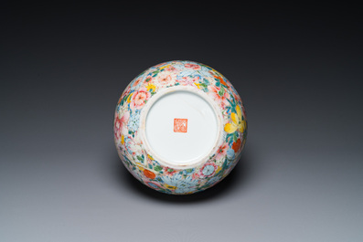 A Chinese famille rose 'millefleurs' bottle vase, Qianlong mark, Republic