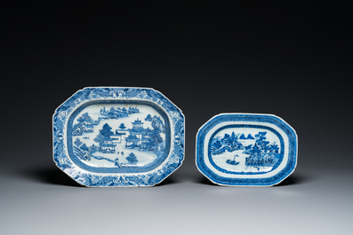 Negen Chinese blauw-witte schotels, Qianlong